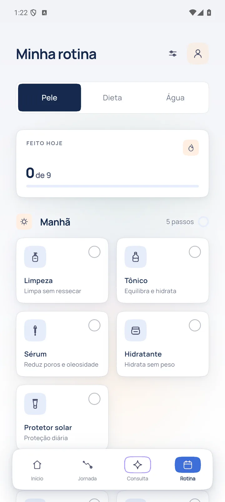 Minha rotina: os passos da manhã, como limpeza e tônico, cada um com o motivo.